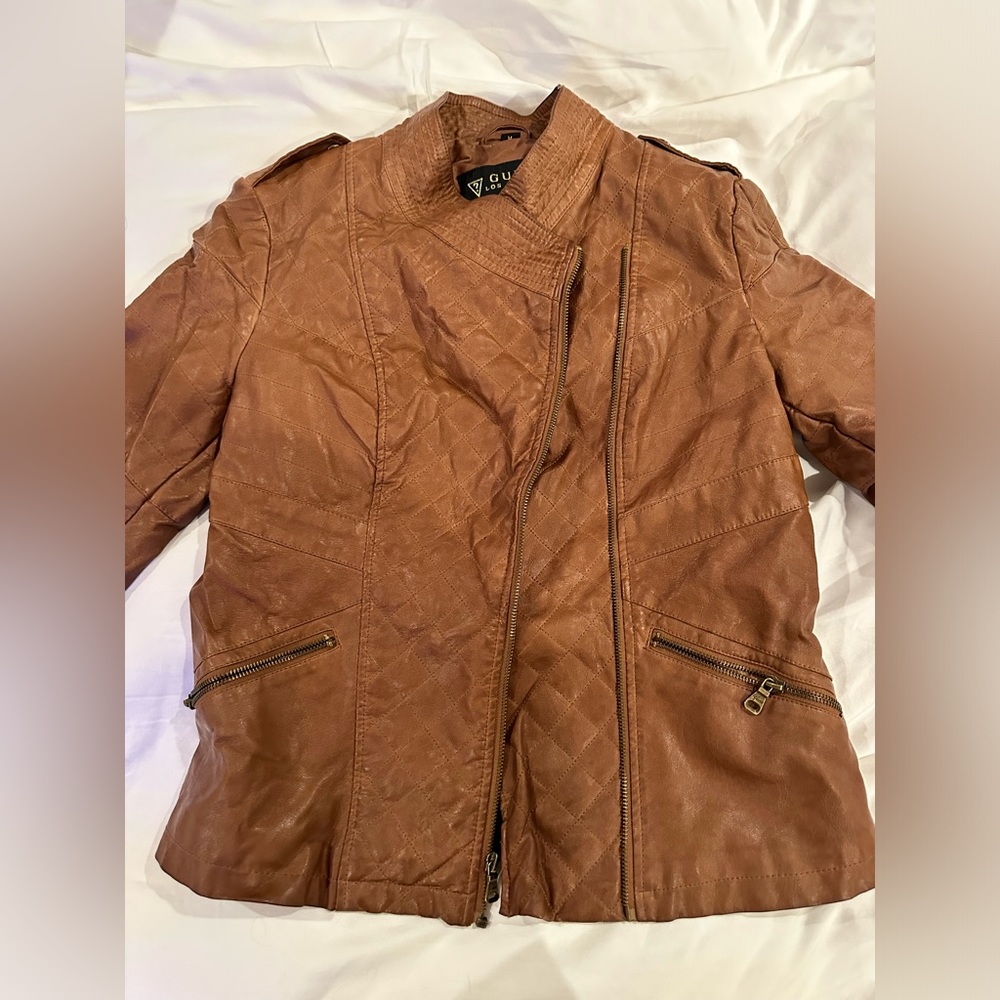 Guess caramel leather jacket